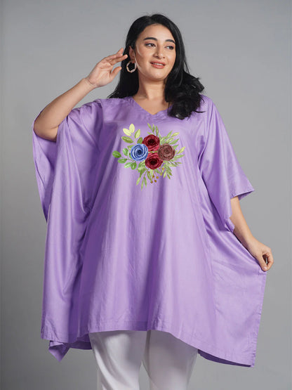 Lavender Rayon KaftanKurta - FloralBliss