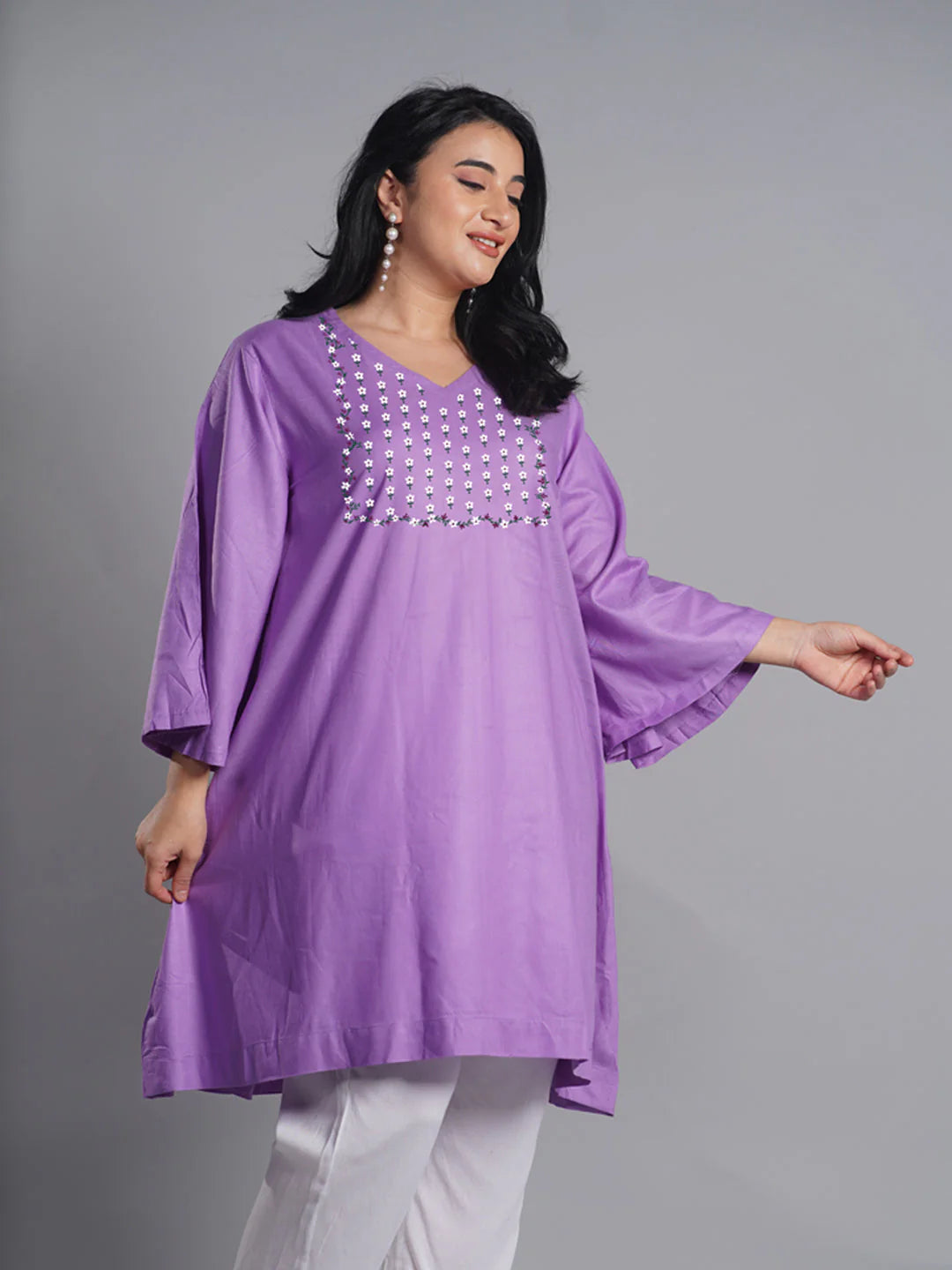 Lavender Rayon Kurti - Hollyhock