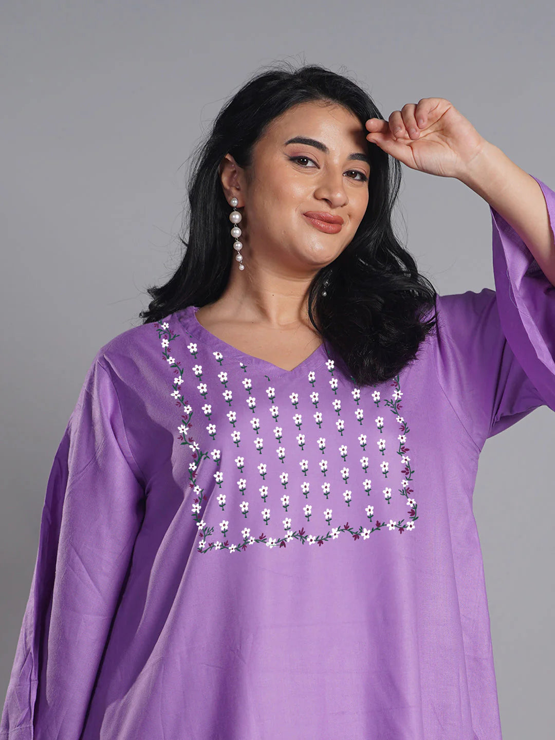 Lavender Rayon Kurti - Hollyhock