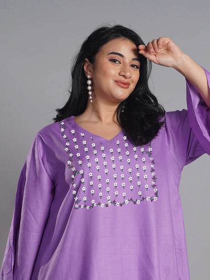 Lavender Rayon Kurti - Hollyhock