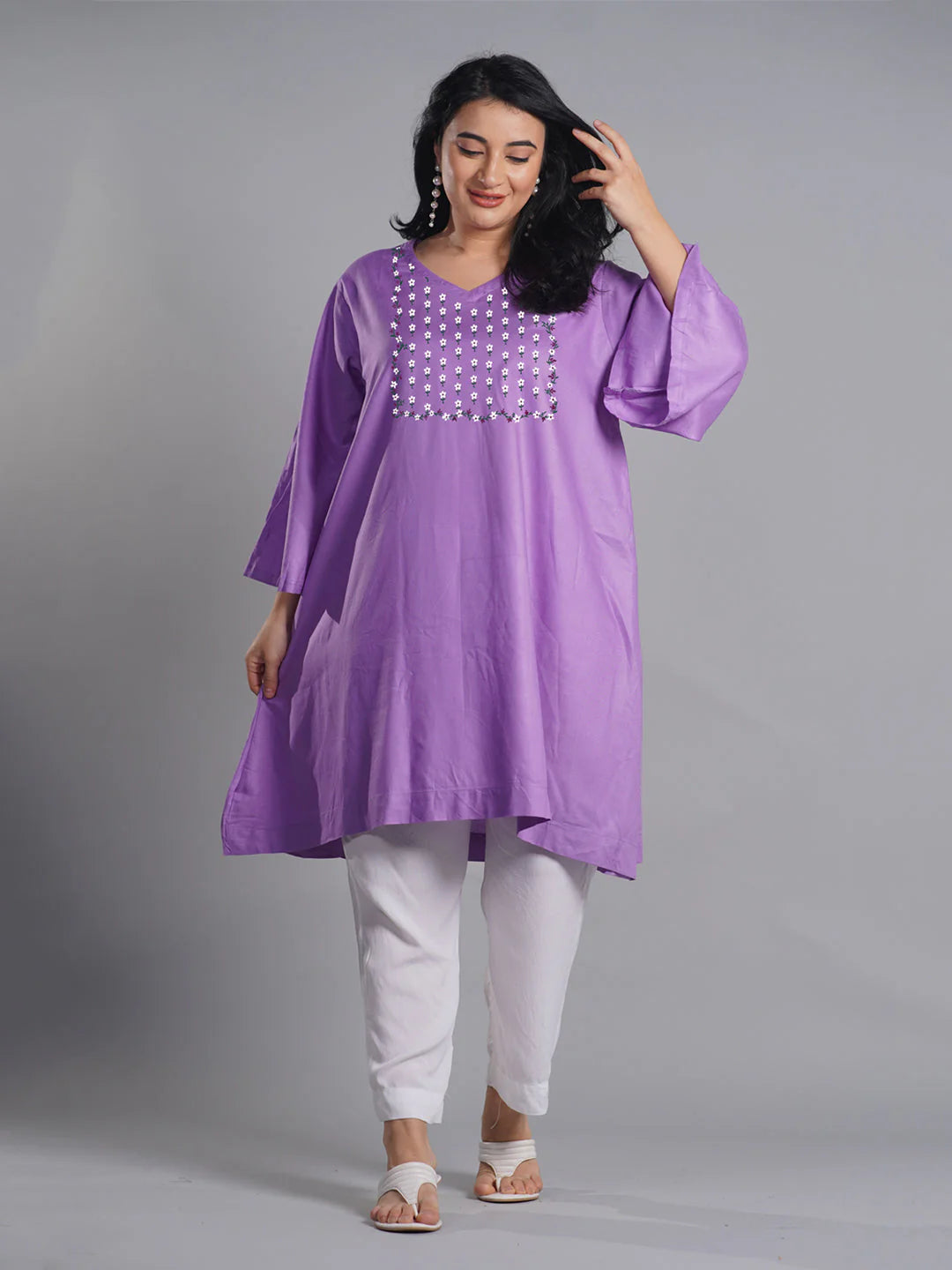 Lavender Rayon Kurti - Hollyhock