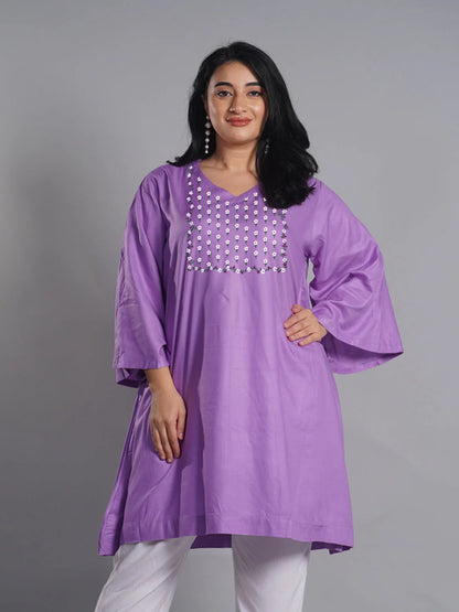 Lavender Rayon Kurti - Hollyhock