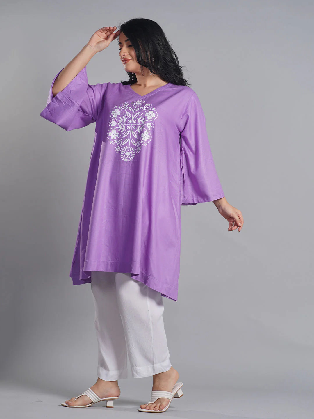Lavender Rayon Kurti - Iris