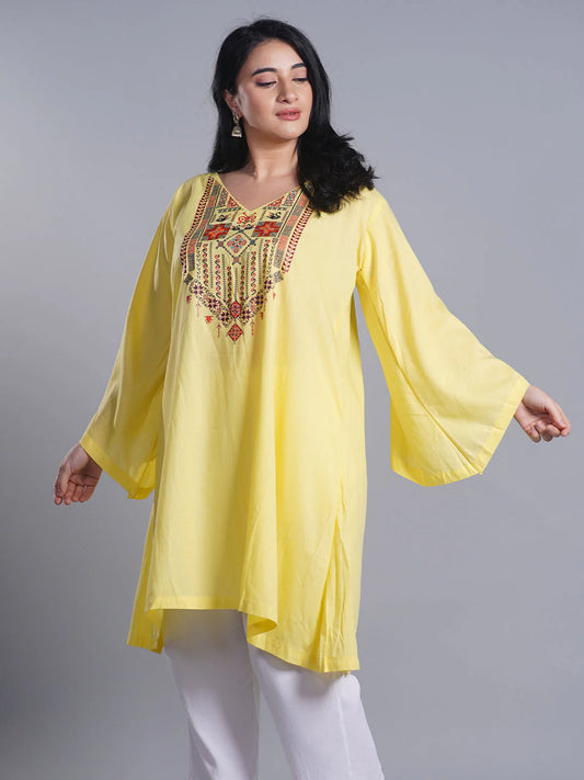 Lemon Rayon Kurti - Calypso