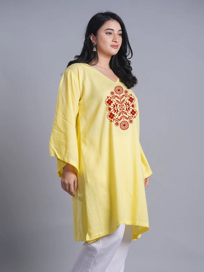 Lemon Rayon Kurti - DorisDay