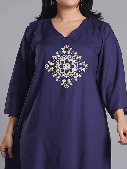 Navy Rayon Kurti - Resplendent