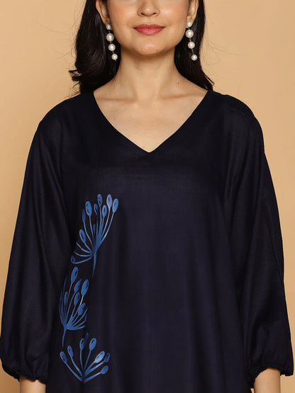 Navy Rayon Top - PetalWhisper