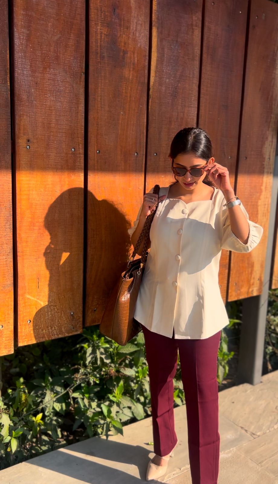 Ivory Solid Sweetheart Neck Top