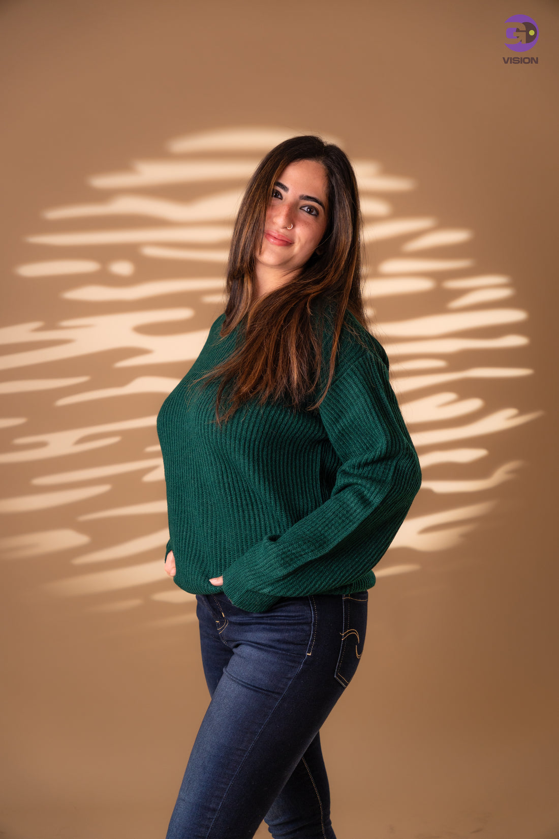 Women’s Deep Green Ribbed Knit Sweater