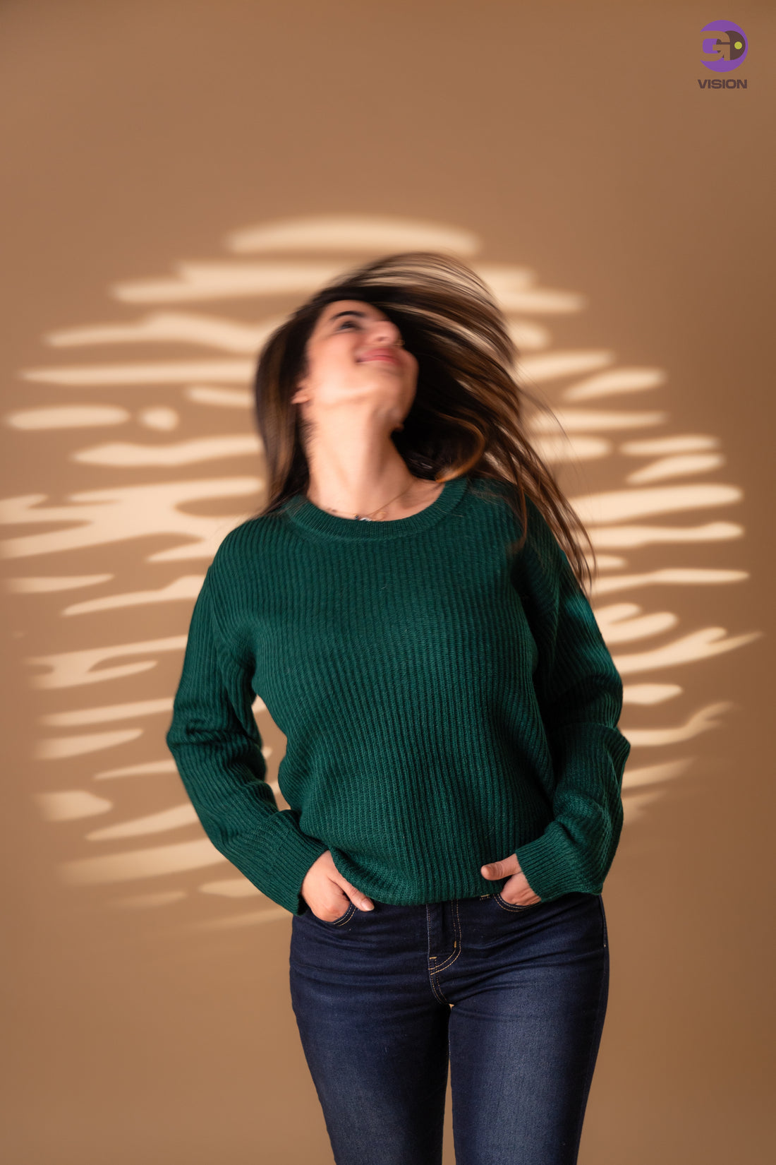 Women’s Deep Green Ribbed Knit Sweater