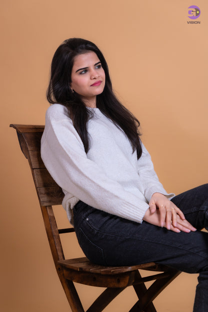 Women’s Classic White Knit Sweater