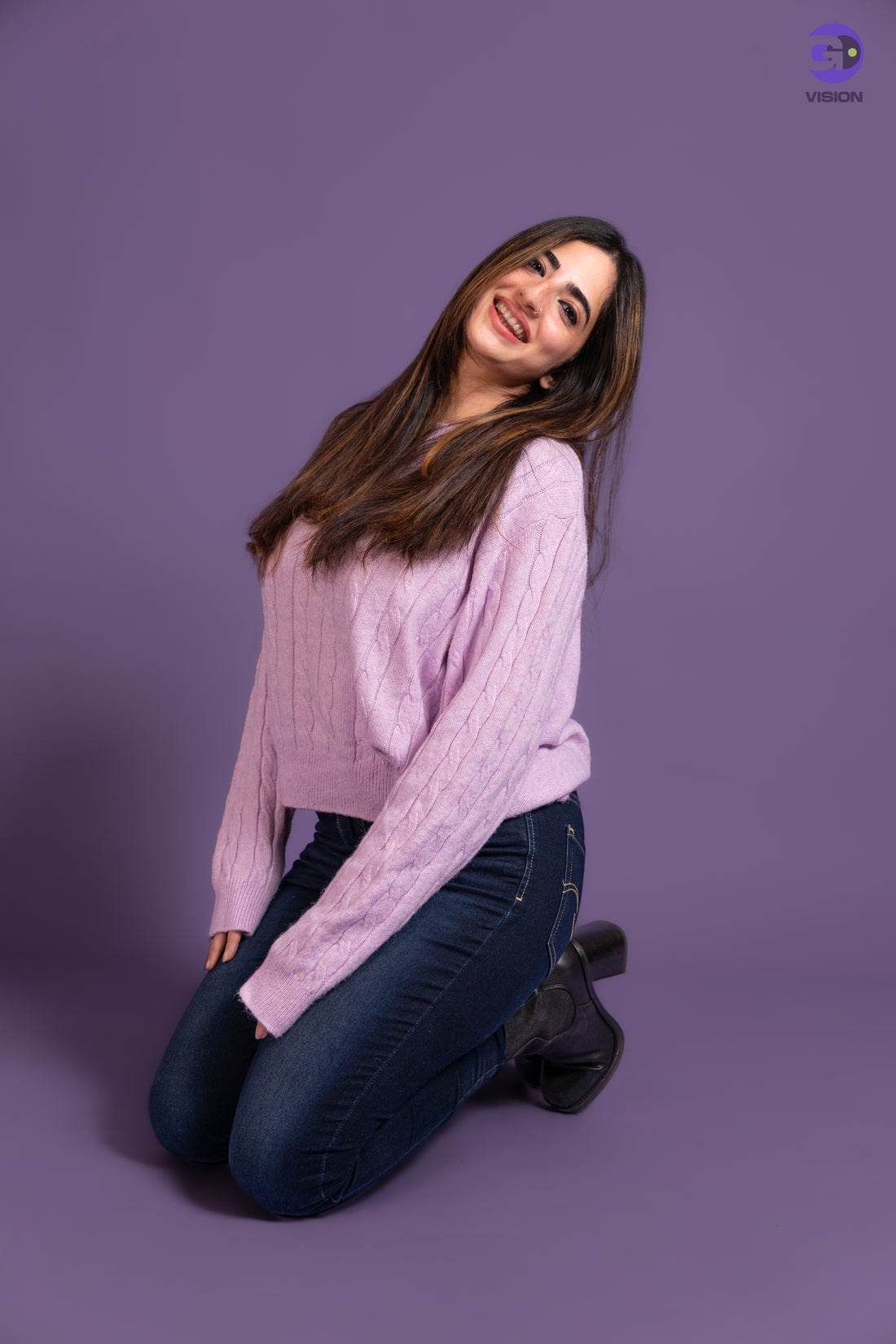 Women’s Lilac Cable Knit Sweater