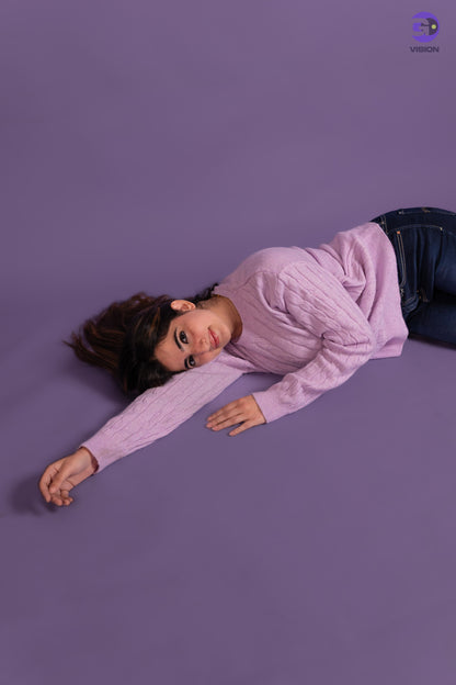 Women’s Lilac Cable Knit Sweater