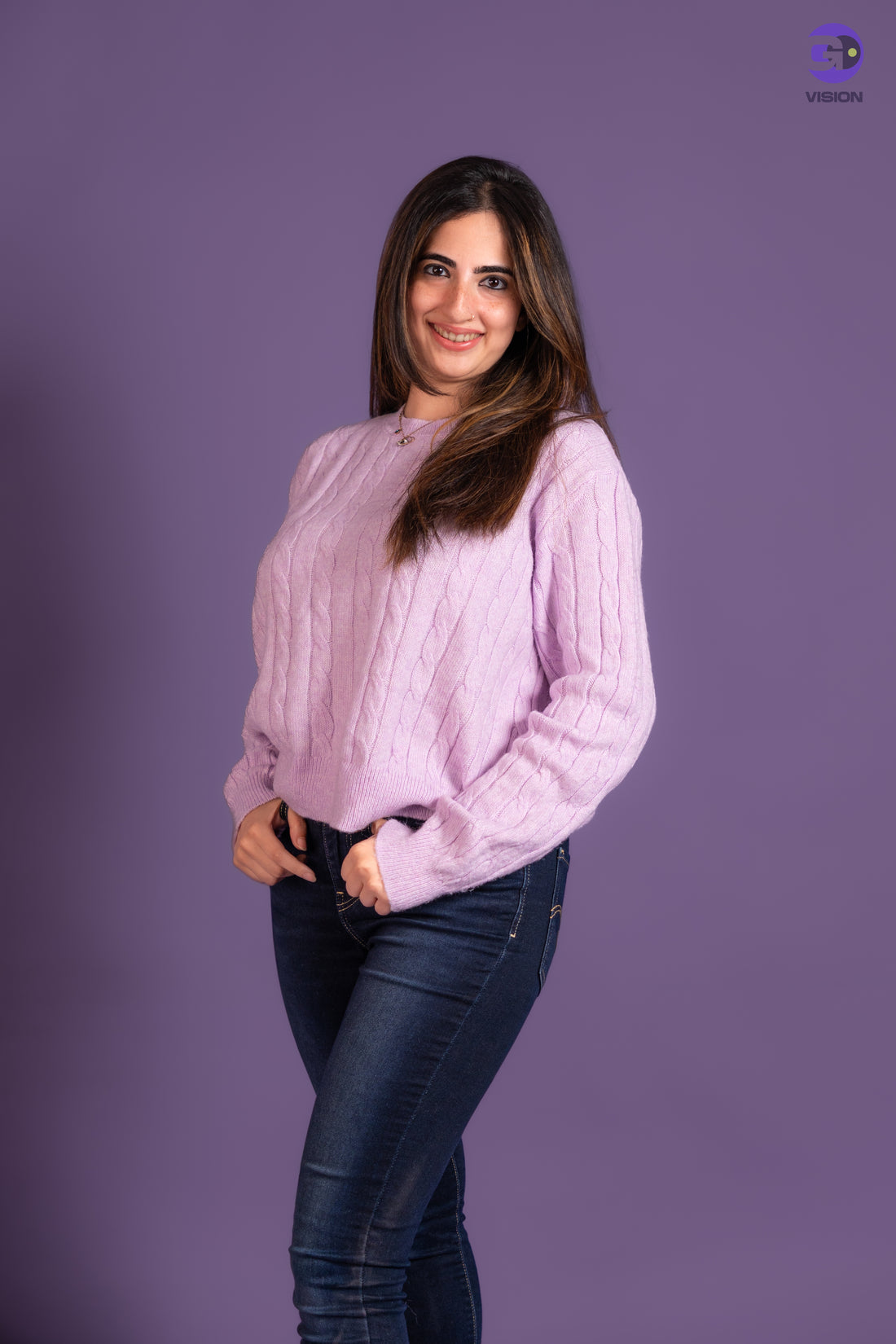 Women’s Lilac Cable Knit Sweater