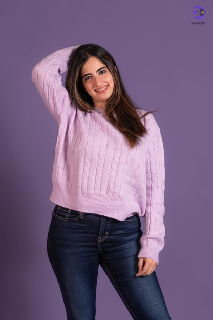 Women’s Lilac Cable Knit Sweater