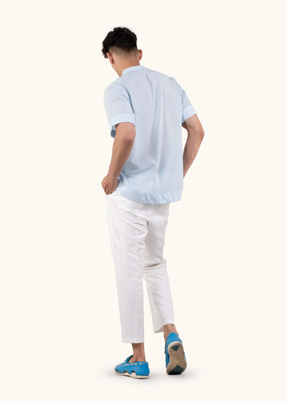 Calm Blue Linen Blend Cuba T-shirt