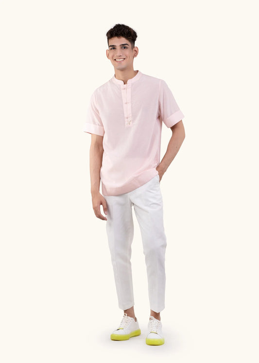Calm Pink Linen Blend Cuba T-shirt (Copy)