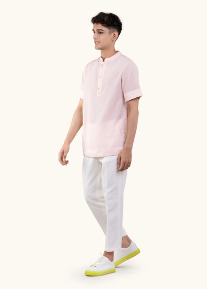 Calm Pink Linen Blend Cuba T-shirt (Copy)