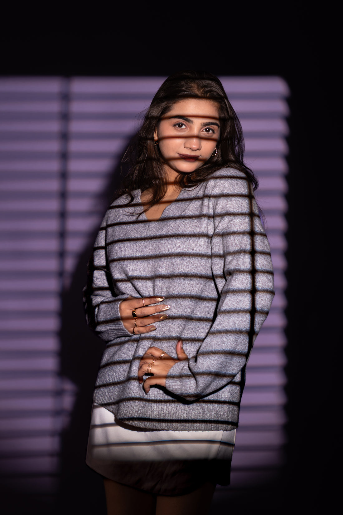 Women’s Grey V-Neck Knit Sweater