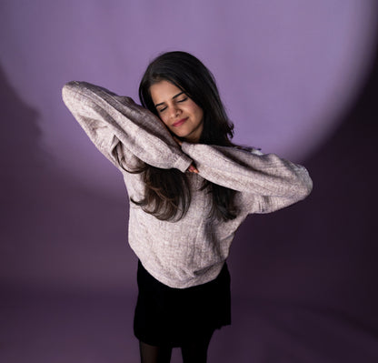 Women’s Beige Ribbed Knit Sweater
