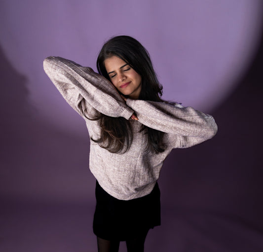 Women’s Beige Ribbed Knit Sweater