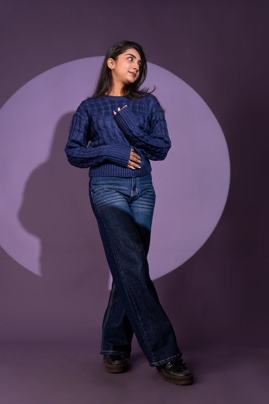 Women’s Royal Blue Cable Knit Sweater