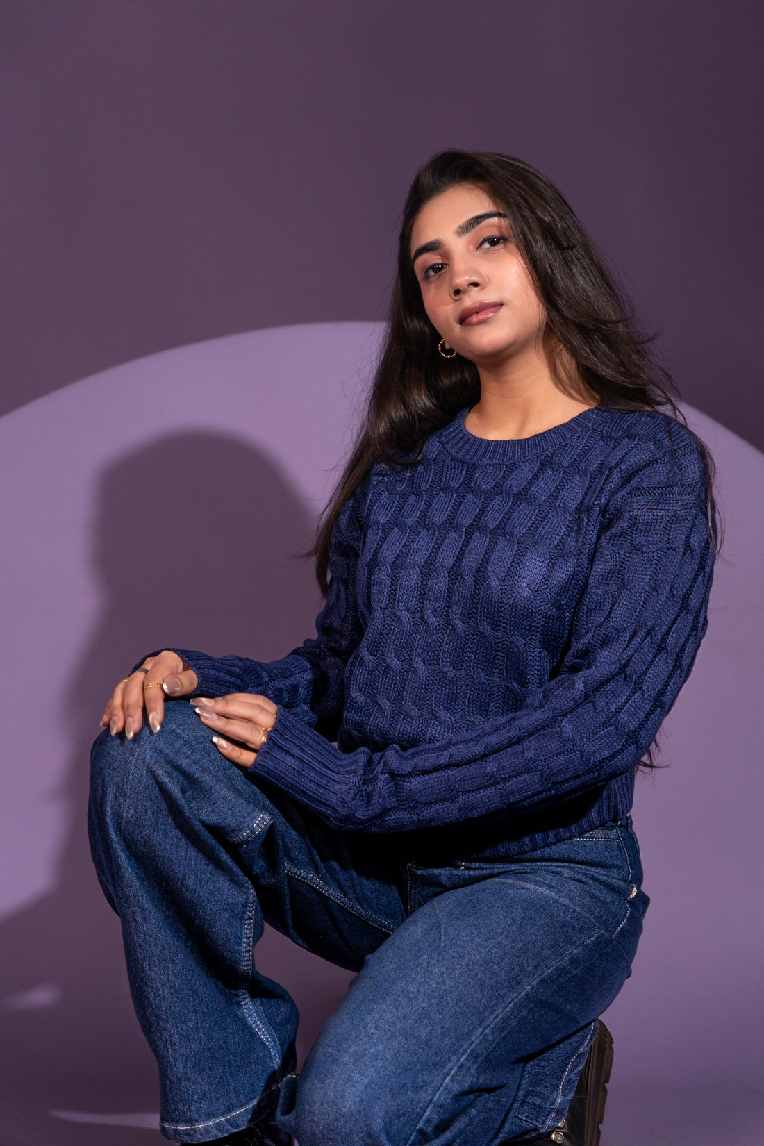 Women’s Royal Blue Cable Knit Sweater