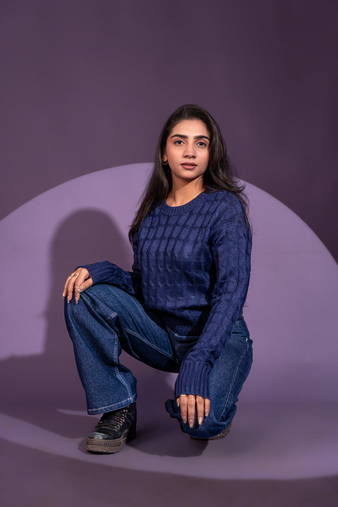 Women’s Royal Blue Cable Knit Sweater