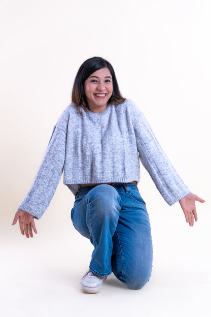 Women’s Grey Cropped Knit Sweater