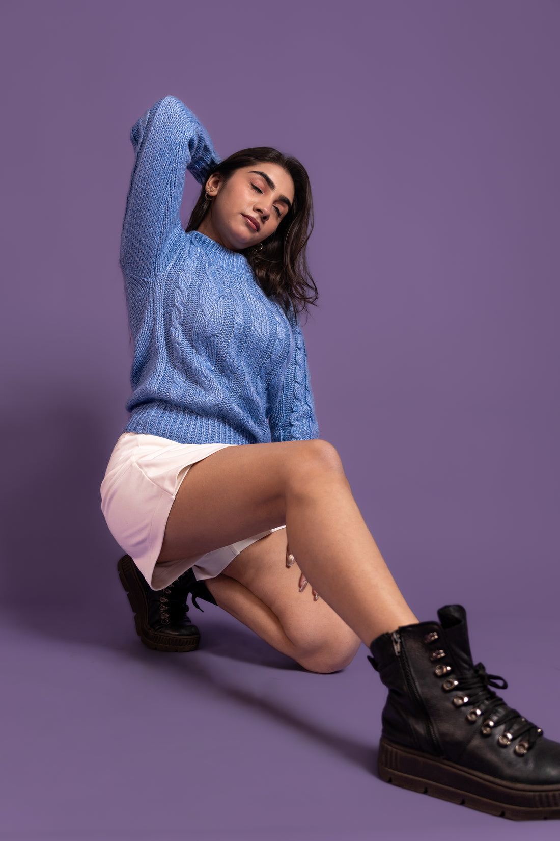 Women’s Soft Blue Cable Knit Sweater