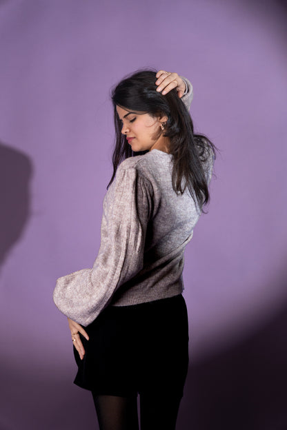 Women’s Beige Ribbed Knit Sweater