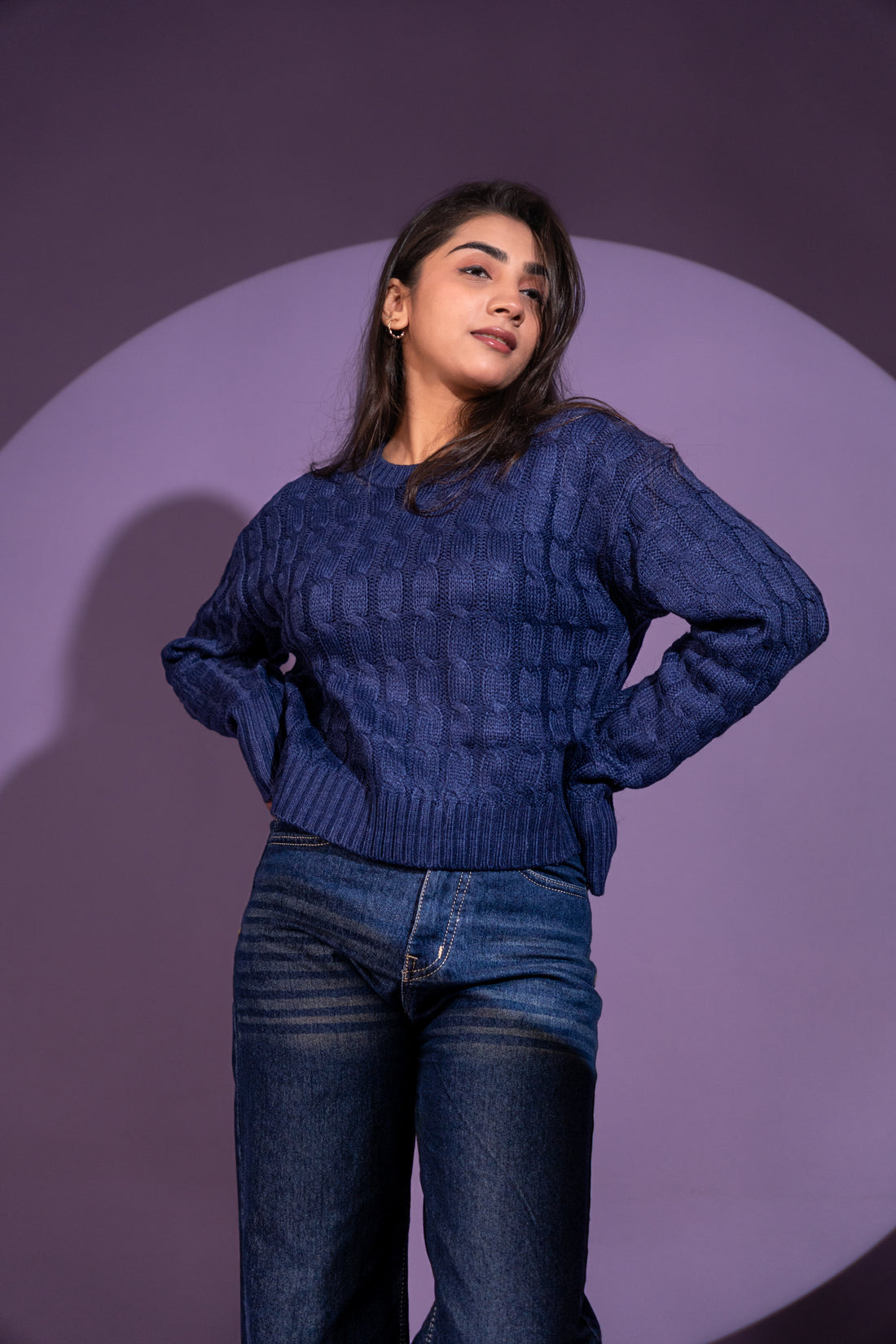 Women’s Royal Blue Cable Knit Sweater