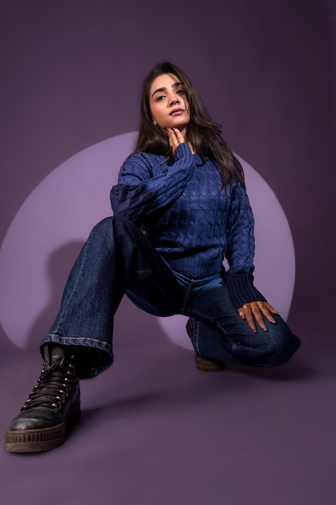 Women’s Royal Blue Cable Knit Sweater