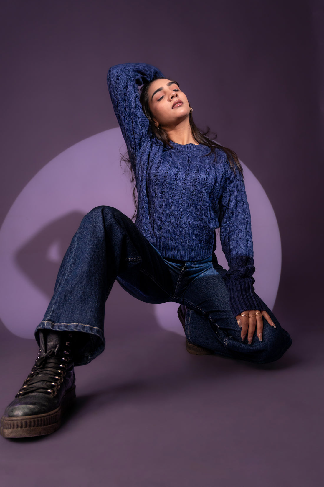 Women’s Royal Blue Cable Knit Sweater