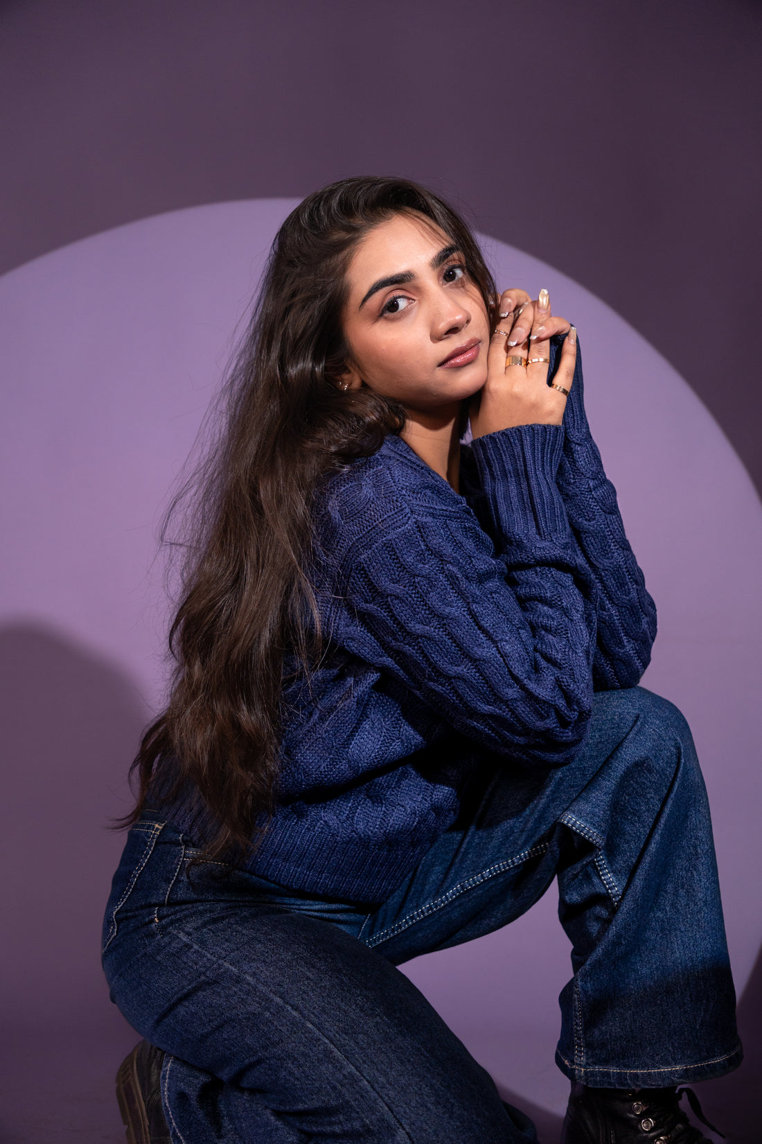 Women’s Royal Blue Cable Knit Sweater