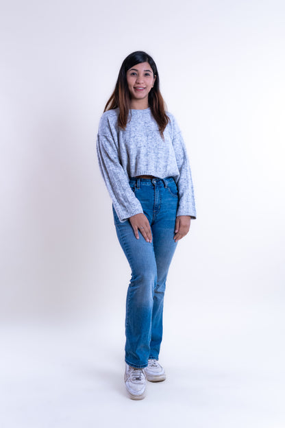 Women’s Grey Cropped Knit Sweater