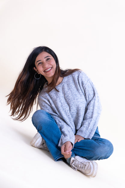 Women’s Grey Cropped Knit Sweater