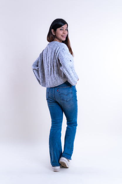 Women’s Grey Cropped Knit Sweater