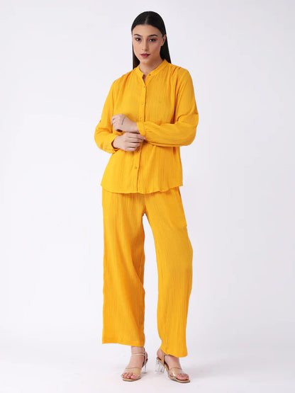 Yellow basic Womens Cord set