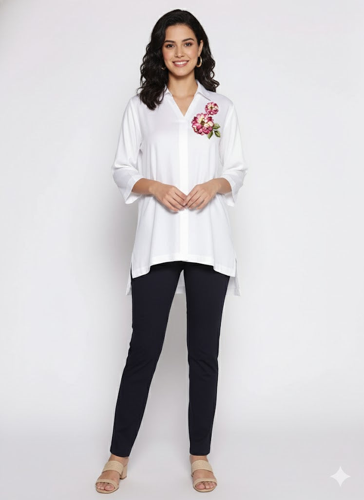 White Rayon ShirtTop - Viol