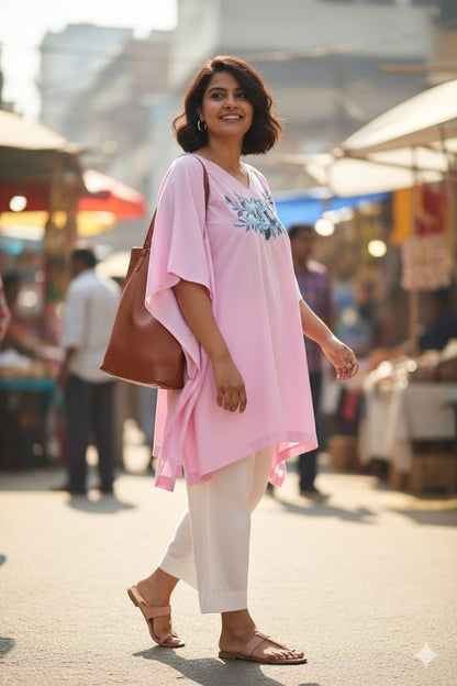 Babypink Rayon Kurti - Jahanara