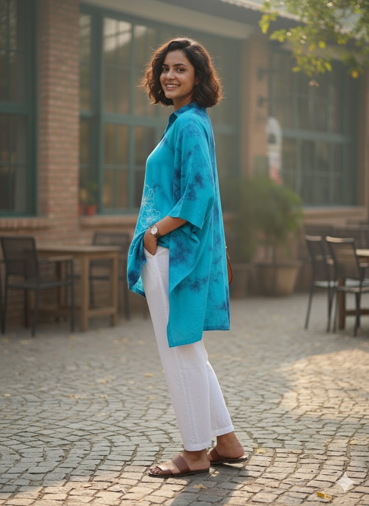 SkyBlue TieDye ShirtTop - FloraGlow