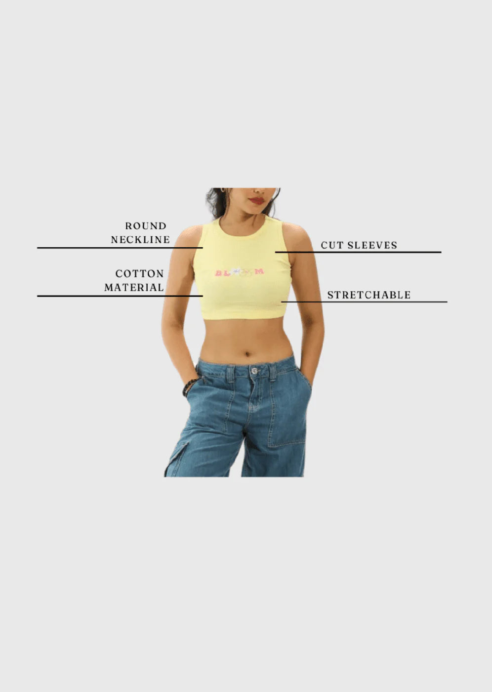 Yellow Ribbed Tube Crop Top – Slim Fit & Casual Chic
